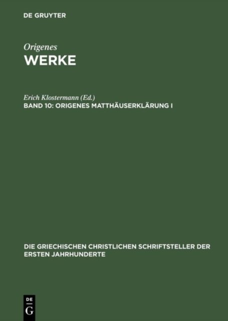 Origenes Matthauserklarung I, Erste Halfte