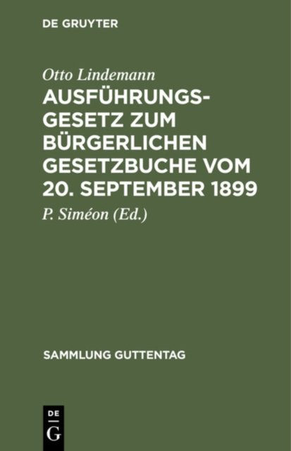 Ausfuhrungsgesetz Zum Burgerlichen Gesetzbuche Vom 20. September 1899