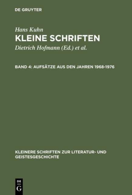 Kleine Schriften, Band 4, Aufsatze aus den Jahren 1968-1976