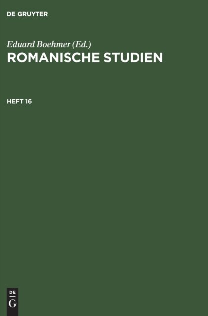 Romanische Studien. Heft 16