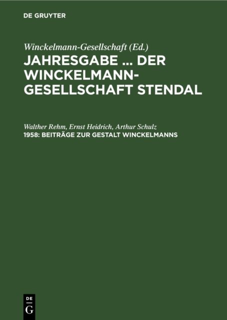 Beitrage Zur Gestalt Winckelmanns