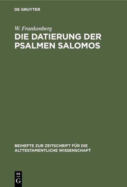 Die Datierung Der Psalmen Salomos