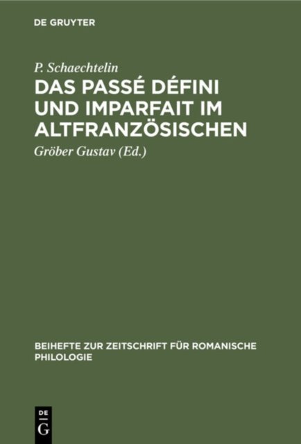 Das Passe Defini Und Imparfait Im Altfranzosischen