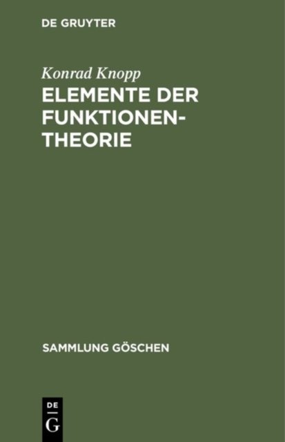 Elemente Der Funktionentheorie