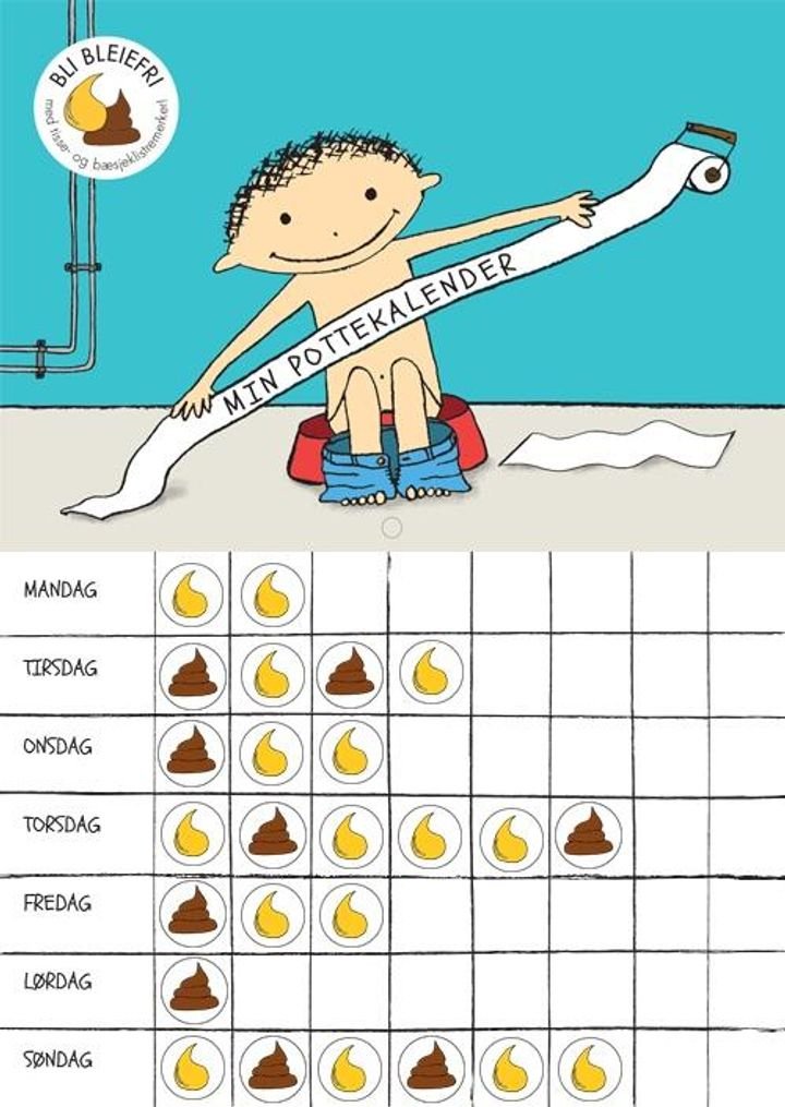 Min pottekalender. Bli bleiefri med tisse- og bæsjeklistremerker
