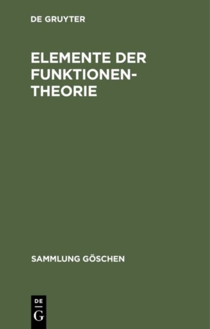 Elemente Der Funktionentheorie