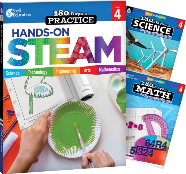 180 Days™: STEAM, Science, & Math Grade 4: 3-Book Set