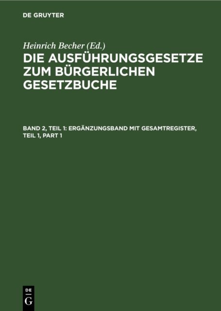Erganzungsband Mit Gesamtregister, Teil 1