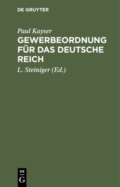 Gewerbeordnung Fur Das Deutsche Reich