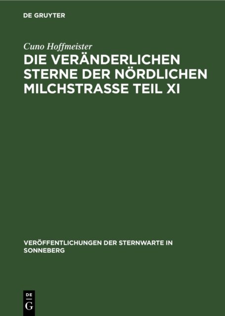 veränderlichen Sterne der nördlichen Milchstraße Teil XI