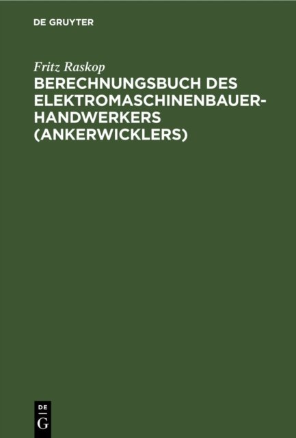 Berechnungsbuch Des Elektromaschinenbauer-Handwerkers (Ankerwicklers)