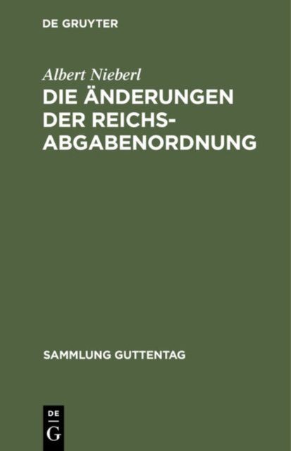 Änderungen der Reichsabgabenordnung