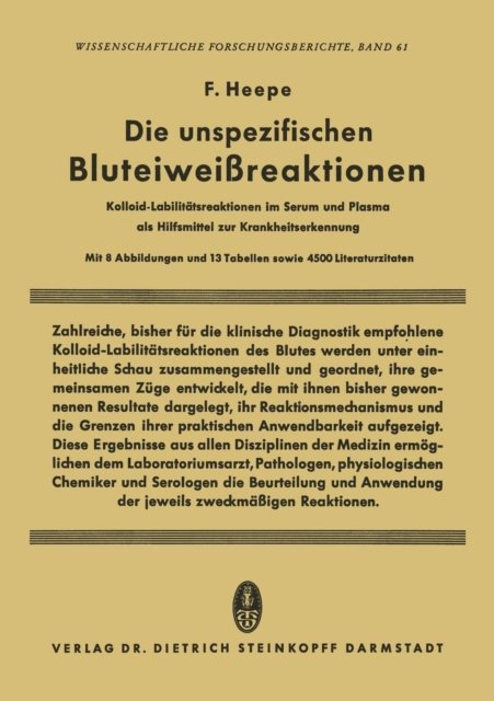 Die unspezifischen Bluteiweissreaktionen