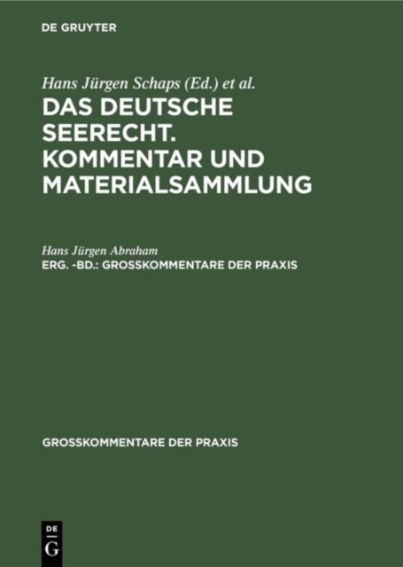 deutsche Seerecht. Kommentar und Materialsammlung. Erg. -Bd.