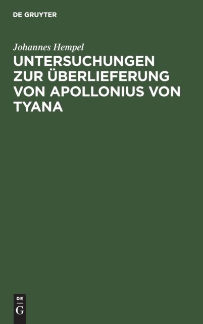Untersuchungen Zur Uberlieferung Von Apollonius Von Tyana