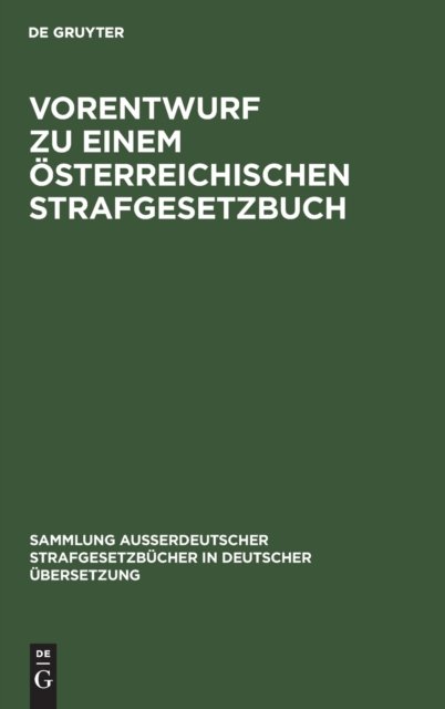 Vorentwurf zu einem österreichischen Strafgesetzbuch