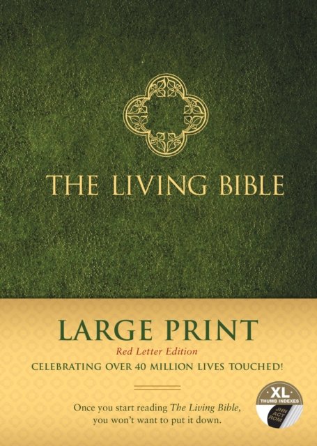 Living Bible Large Print Red Letter Edition (Hardcover, Green, Indexed)