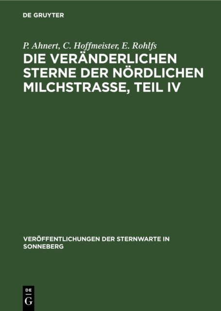 Die Veranderlichen Sterne Der Nordlichen Milchstraße, Teil IV