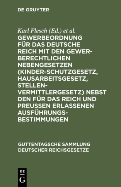 Gewerbeordnung Fur Das Deutsche Reich