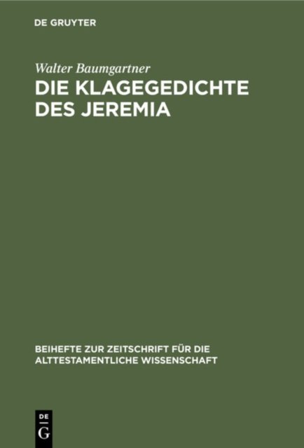 Die Klagegedichte Des Jeremia