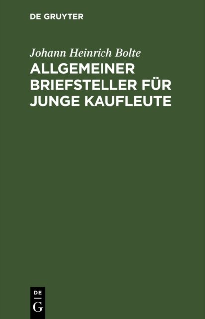 Allgemeiner Briefsteller Fur Junge Kaufleute