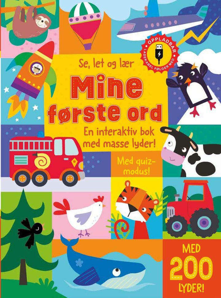 Mine første ord - en interaktiv bok med masse lyder! : oppladbar lydbok