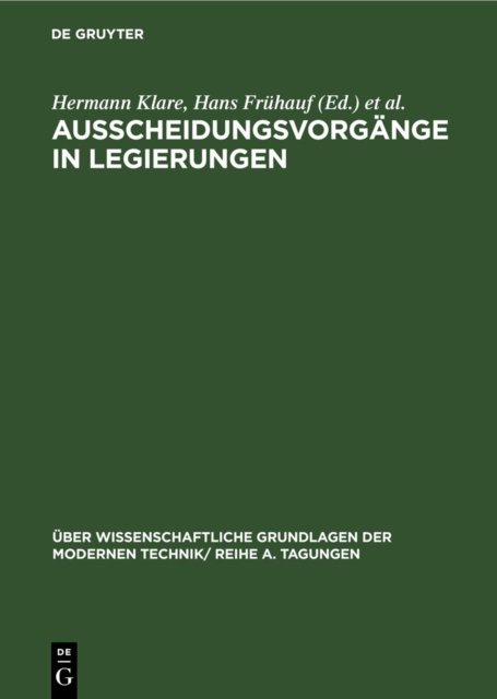 Ausscheidungsvorgange in Legierungen