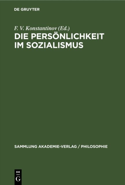 Die Personlichkeit Im Sozialismus