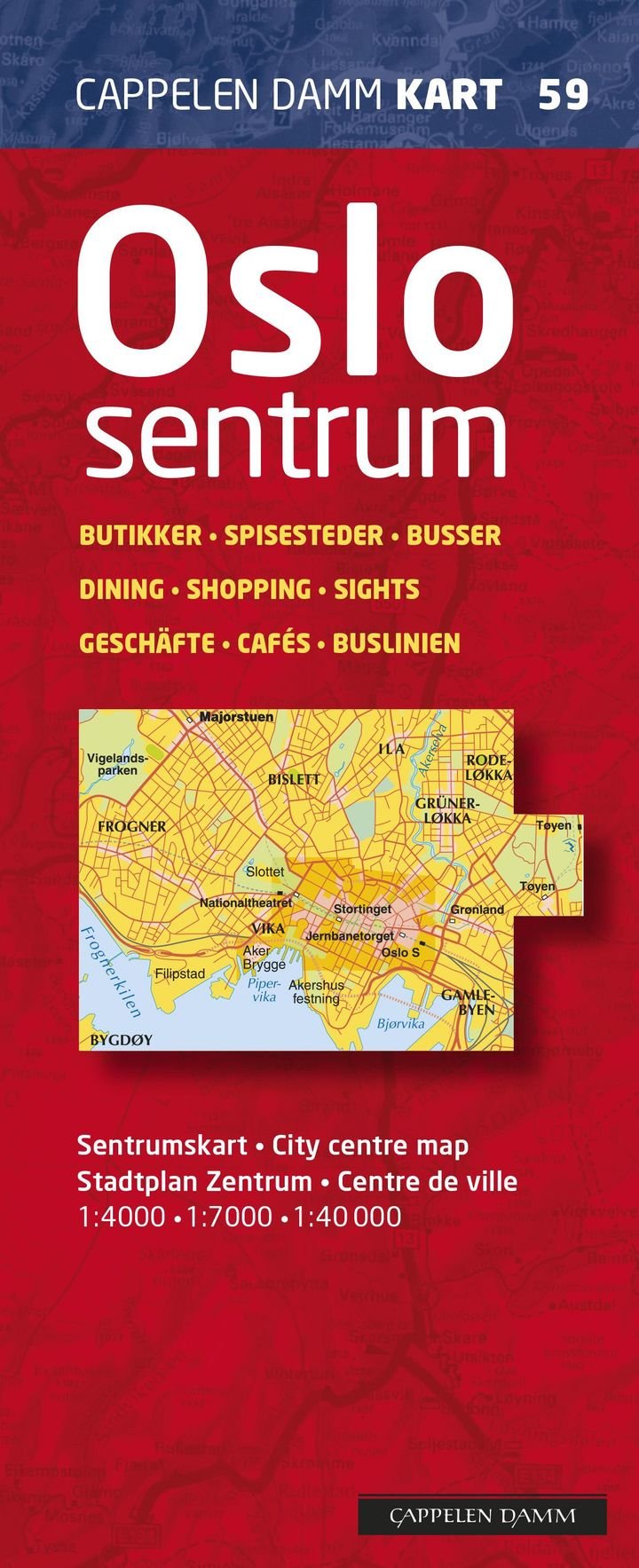 Oslo sentrum - sentrumskart = city centre map = Stadtplan Zentrum = centre de ville
