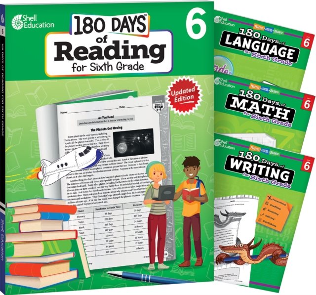 180 Days(TM): Reading, Math, Writing, & Language for Grade 6: 4-Book Set