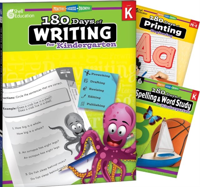 180 Days™: Writing, Spelling, & Printing Grade K: 3-Book Set