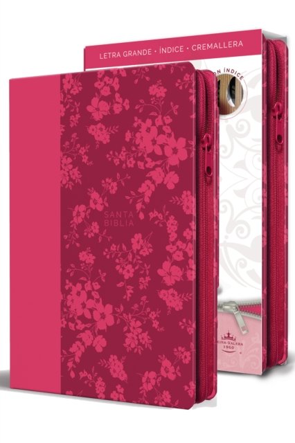 Biblia Reina Valera 1960 letra grande. Simil piel fucsia, cremallera, indice, manual / Spanish Bible RVR 1960. Handy Size, Large Print, Leathersoft