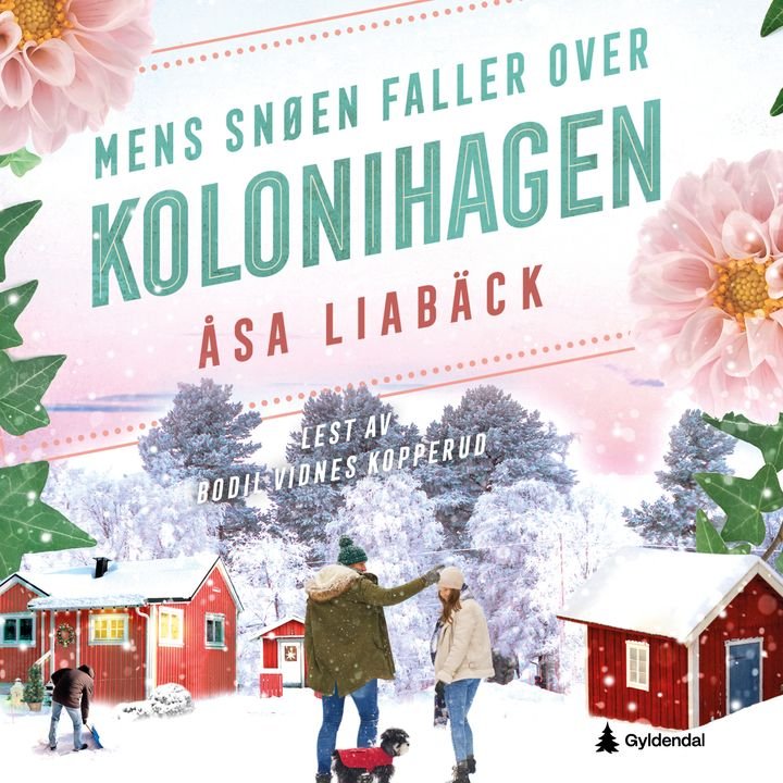Mens snøen faller over kolonihagen