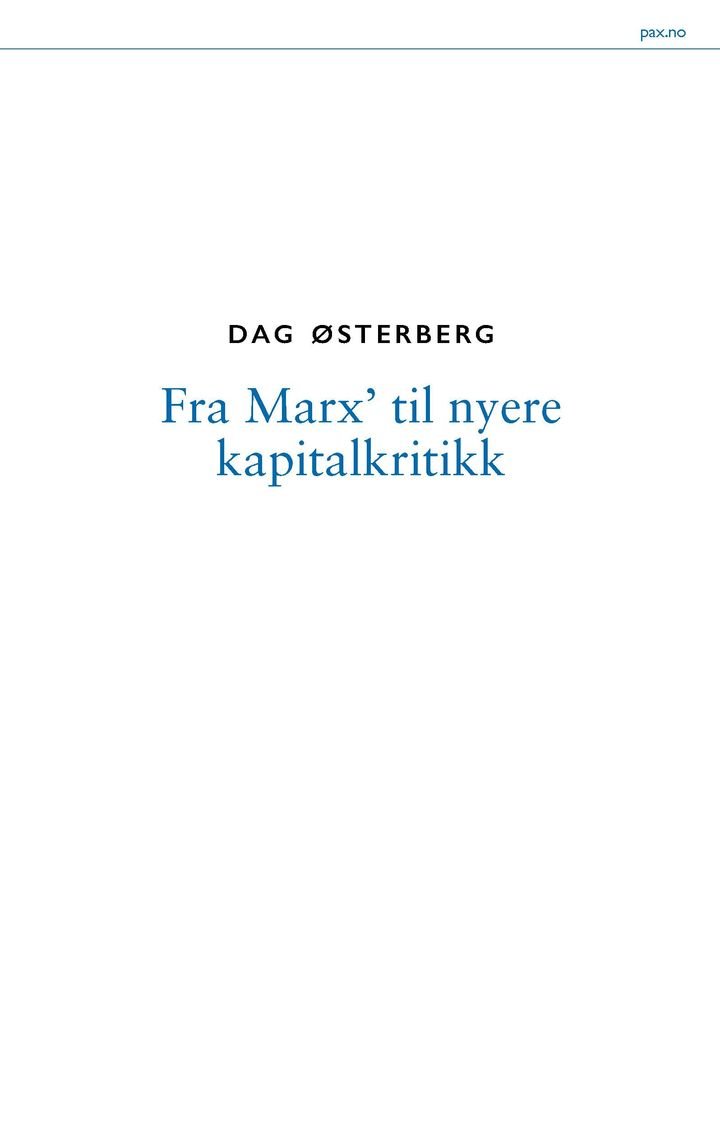 Fra Marx til nyere kapitalkritikk