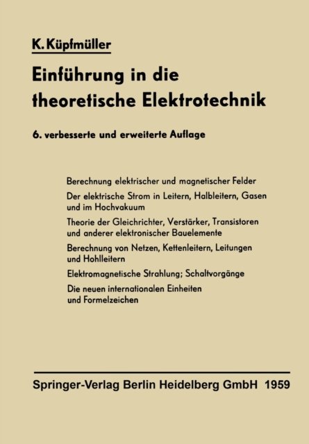 Einfuhrung in die theoretische Elektrotechnik