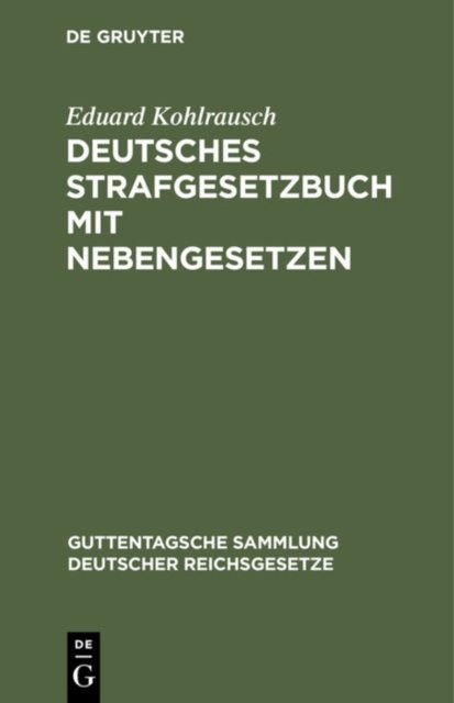 Deutsches Strafgesetzbuch Mit Nebengesetzen