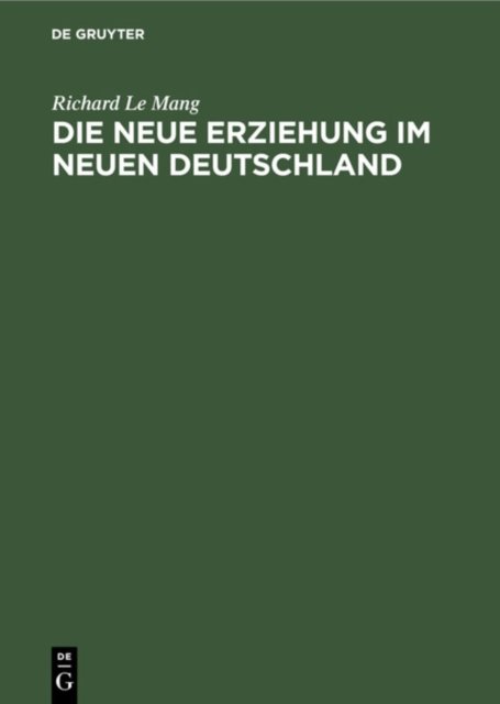 Die Neue Erziehung Im Neuen Deutschland
