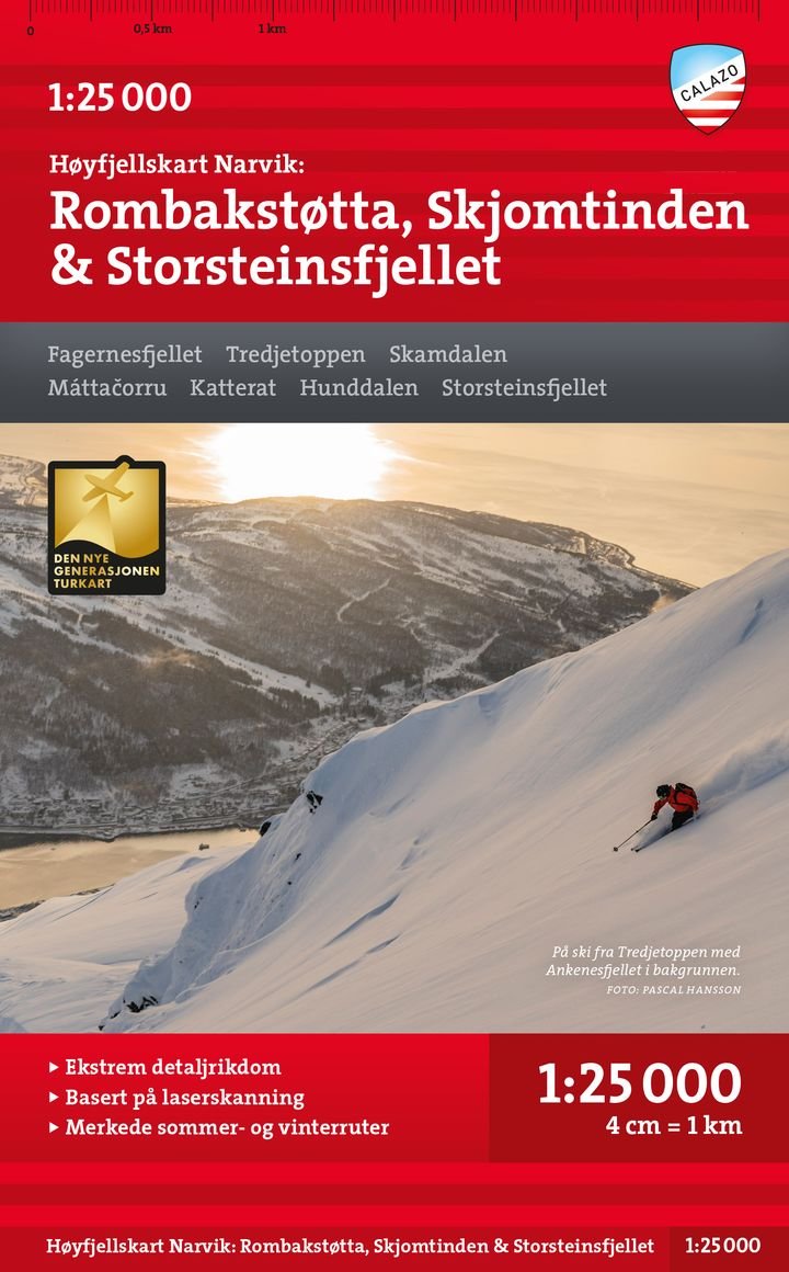 Narvik: Rombakstøtta, Skjomtinden & Storsteinsfjellet - Høyfjellskart