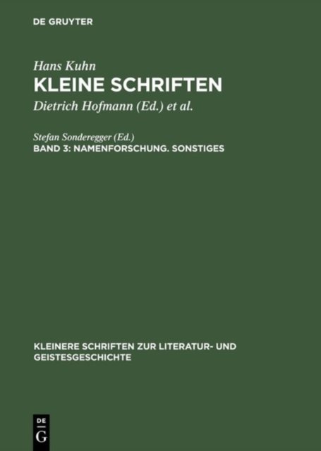 Kleine Schriften, Band 3, Namenforschung. Sonstiges