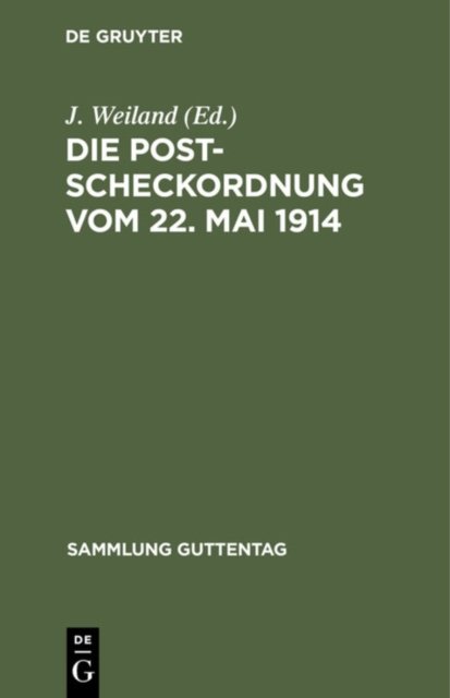 Die Postscheckordnung Vom 22. Mai 1914