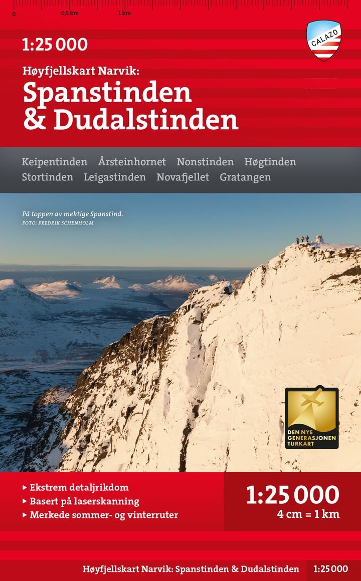 Narvik: Spanstinden & Dudalstinden - Høyfjellskart
