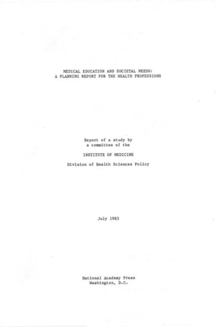 Medical Education and Societal Needs