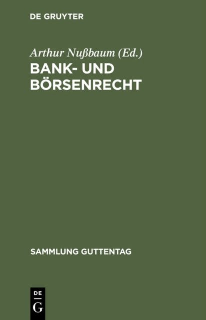 Bank- Und Borsenrecht