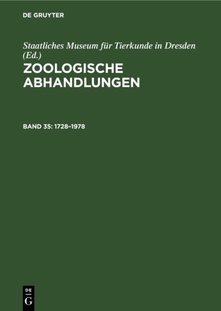 250 Jahre Staatliches Museum Fur Tierkunde Dresden 1728-1978