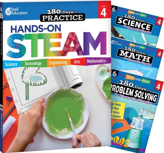 180 Days™: STEAM, Science, Math, & Problem Solving Grade 4: 4-Book Set
