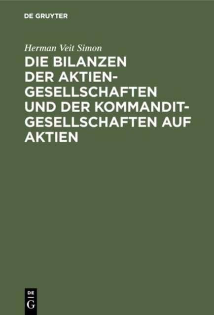 Die Bilanzen Der Aktiengesellschaften Und Der Kommanditgesellschaften Auf Aktien