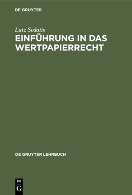 Einfuhrung in das Wertpapierrecht