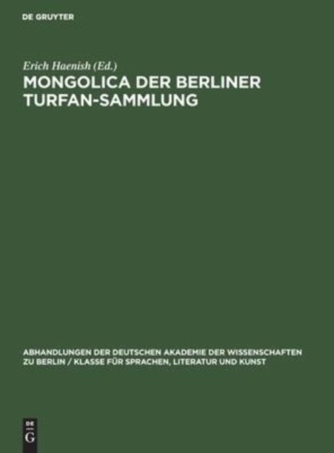 Mongolica Der Berliner Turfan-Sammlung