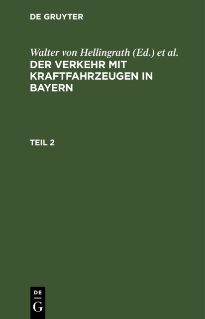 Der Verkehr Mit Kraftfahrzeugen in Bayern