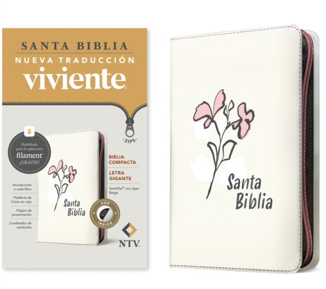 Biblia Compacta Ntv, Letra Gigante de Z?per Con Filament (Sentipiel, Beige, ?ndice, Letra Roja)